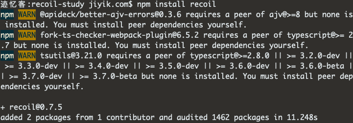 recoil 使用 npm 安装成功