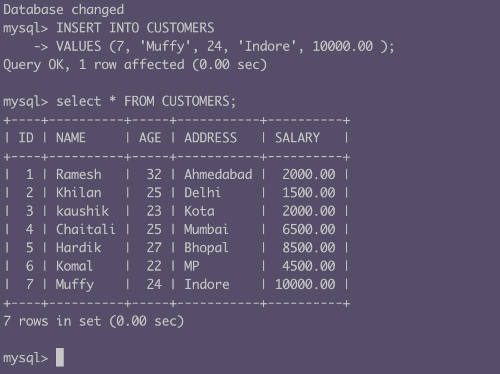 SQL查询表结果