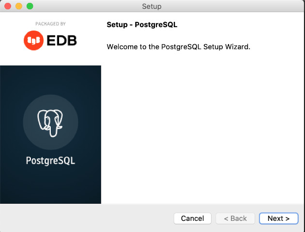 Mac OS PostgreSQL 安装欢迎界面