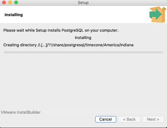 Mac OS PostgreSQL 安装进度页面