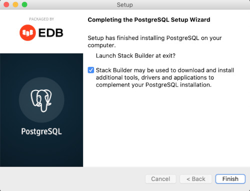 Mac OS PostgreSQL 安装 完成界面