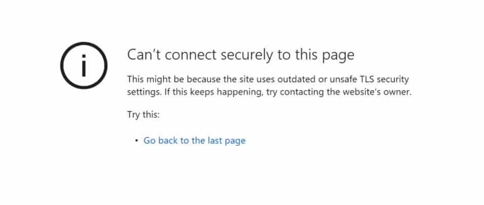 Microsoft Edge 中的安全连接错误