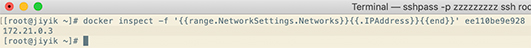 docker inspect 获取指定id的容器的ip地址