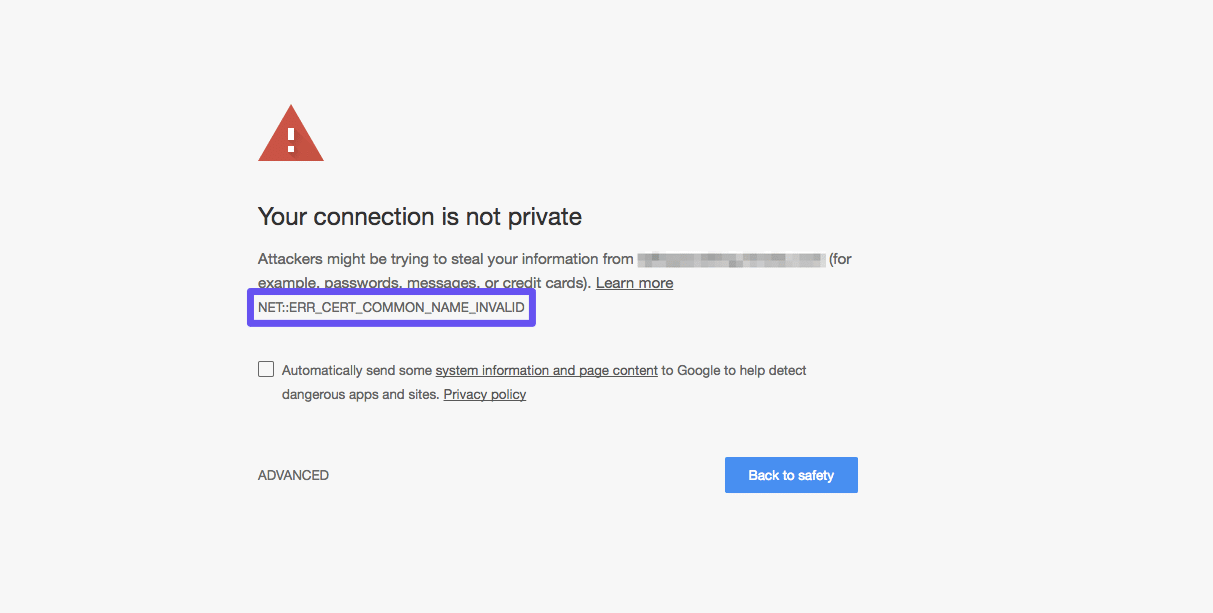 谷歌浏览器中的NET--ERR_CERT_COMMON_NAME_INVALID错误