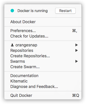 docker macos 菜单