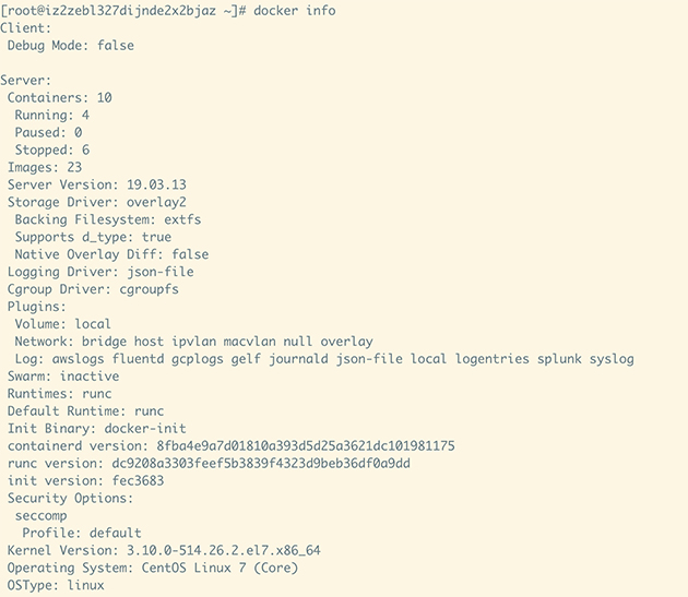 docker info 命令结果