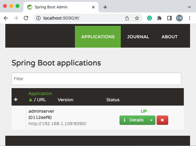 spring boot admin client home