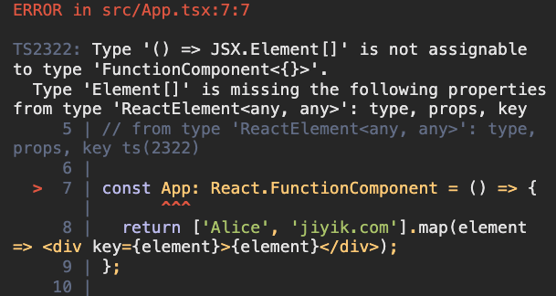 React JSX Element[] is not assignable