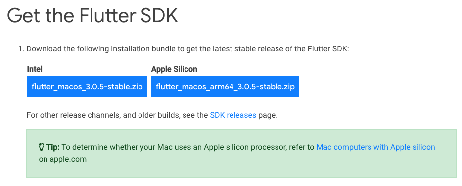 macos 安装Flutter