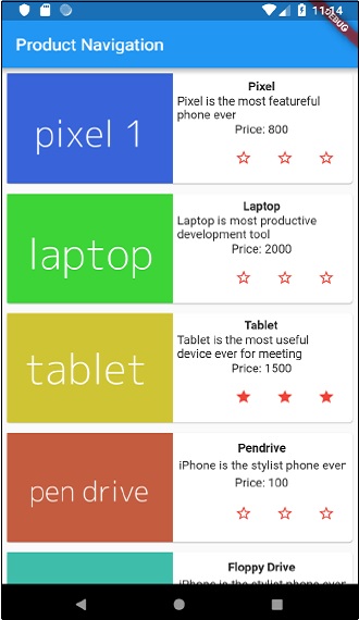 flutter product navigation