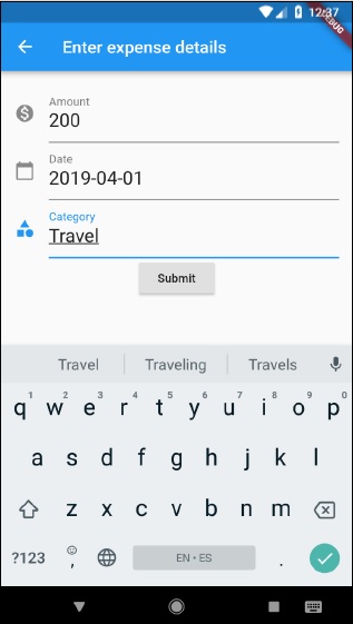 flutter total expenses