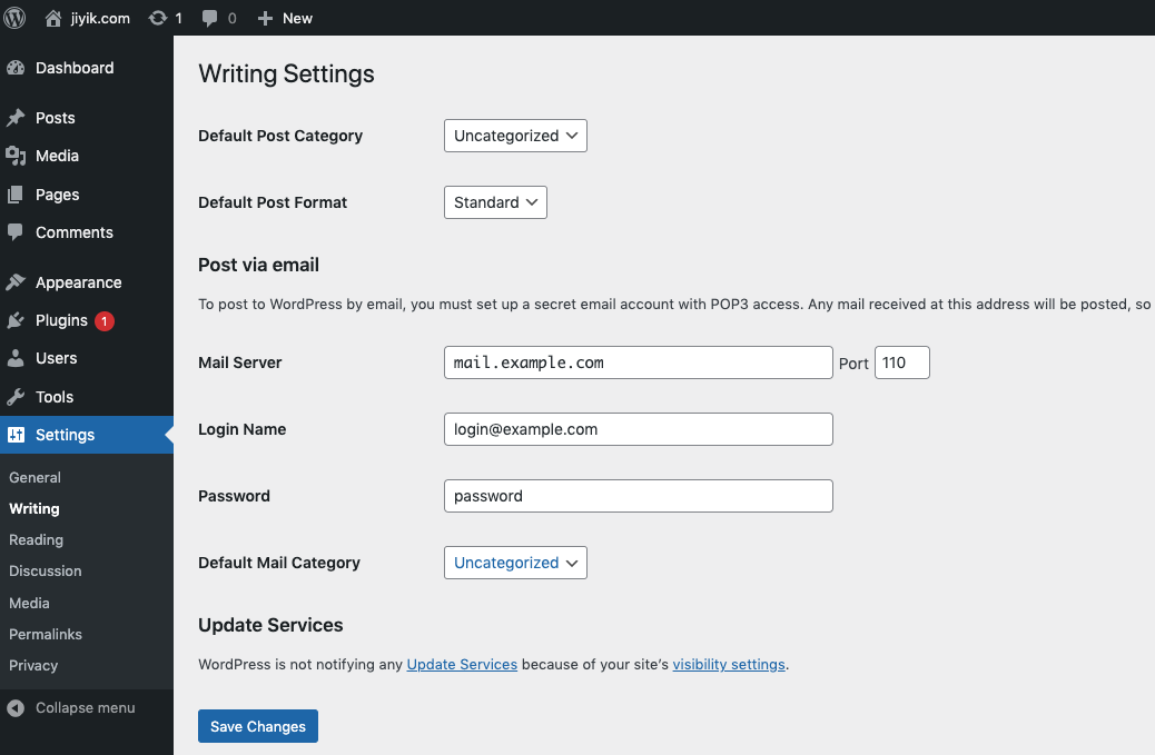 WordPress Writing Setting