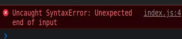 browser console line of error