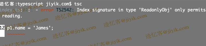 typescript readonly 类型检查器错误