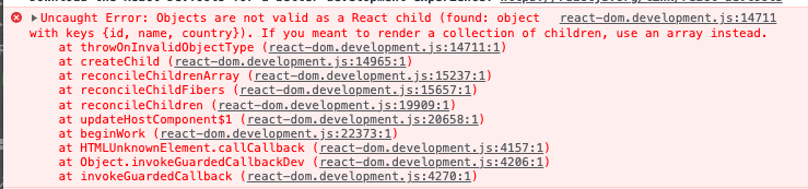 React 中 Objects are not valid as a React child