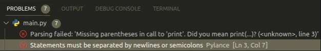 Python 中 Statements must be separated by newlines or semicolons 错误
