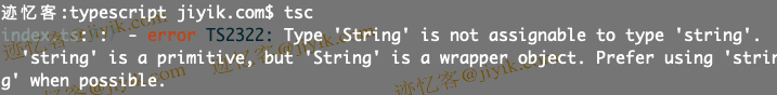 TypeScript Type 'String' is not assignable to type 'string'