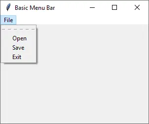 Tkinter Menubar Basic