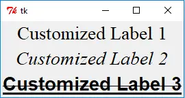 Tkinter Label with Modified Text Font
