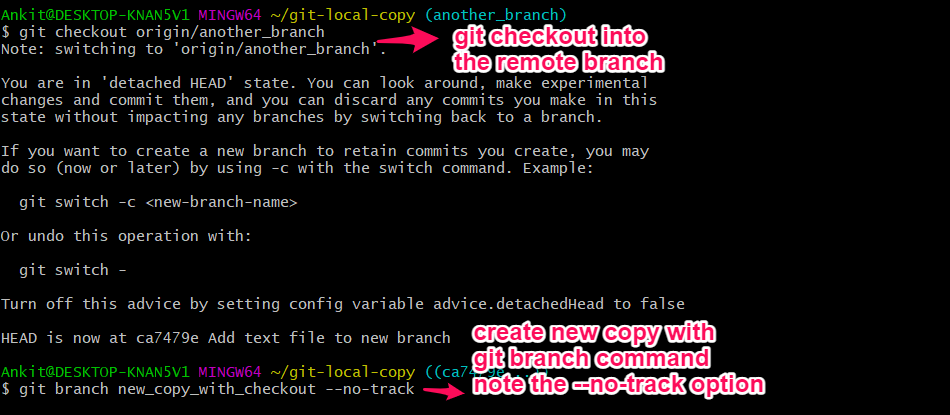 git copy with checkout