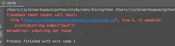 Python 中使用 String.index() ValueError