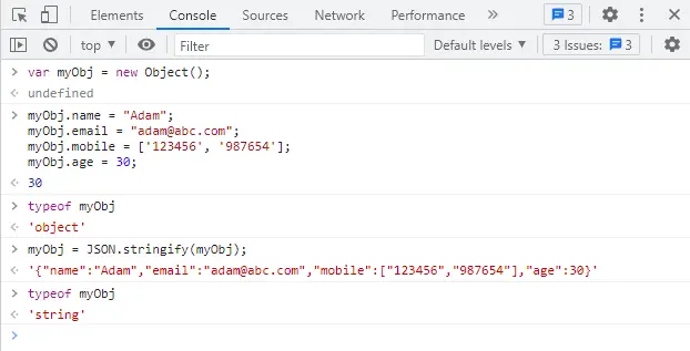 使用 stringify 将 JSON 对象转换为字符串