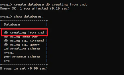 在 mysql 工作台中创建新数据库 - 使用 cmd 创建数据库-C