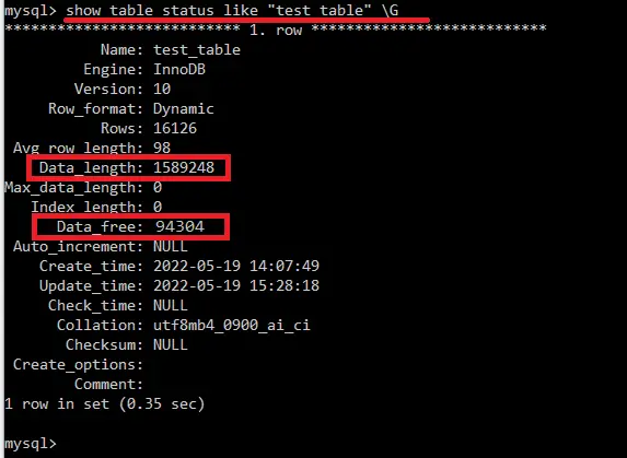 优化 mysql 中的表和数据库——表状态