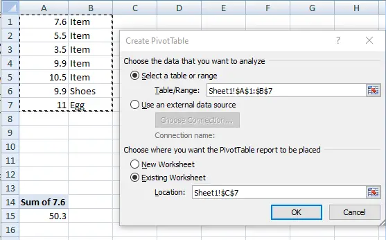 在 excel 中创建数据透视表