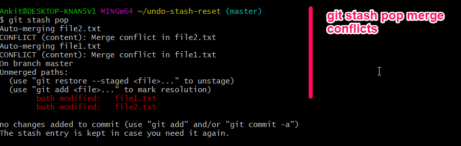 git stash pop conflicts