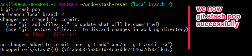 git stash pop success remote setup