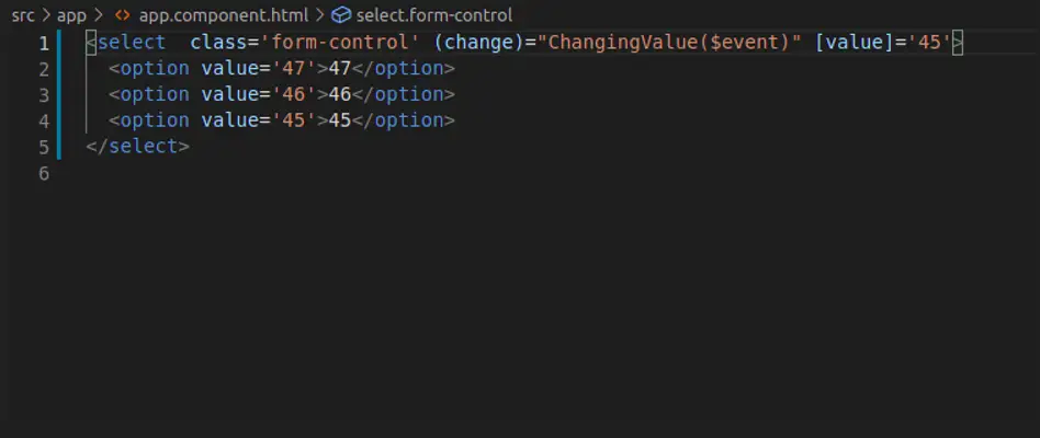 在 Visual Studio IDE 中 app.component.html