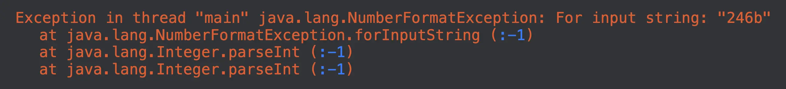 将不可转换的字符串转换为 int 抛出 NumberFormatException