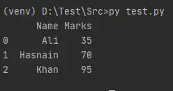 python中数组的数据框
