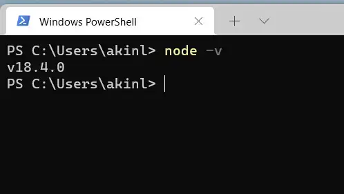node -v